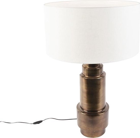 QAZQA bruut - Art Deco Tafellamp met kap - 1 lichts - H 740 mm - Brons - Woonkamer | Slaapkamer