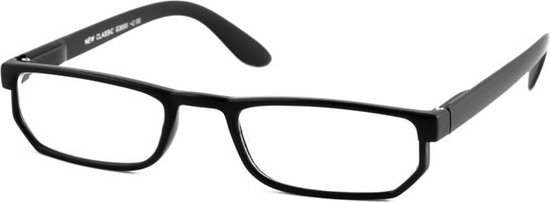 Lunettes noires rectangulaires, vues de trois quarts, monture mate.