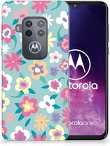 Motorola One Zoom TPU Siliconen Hoesje Flower Power