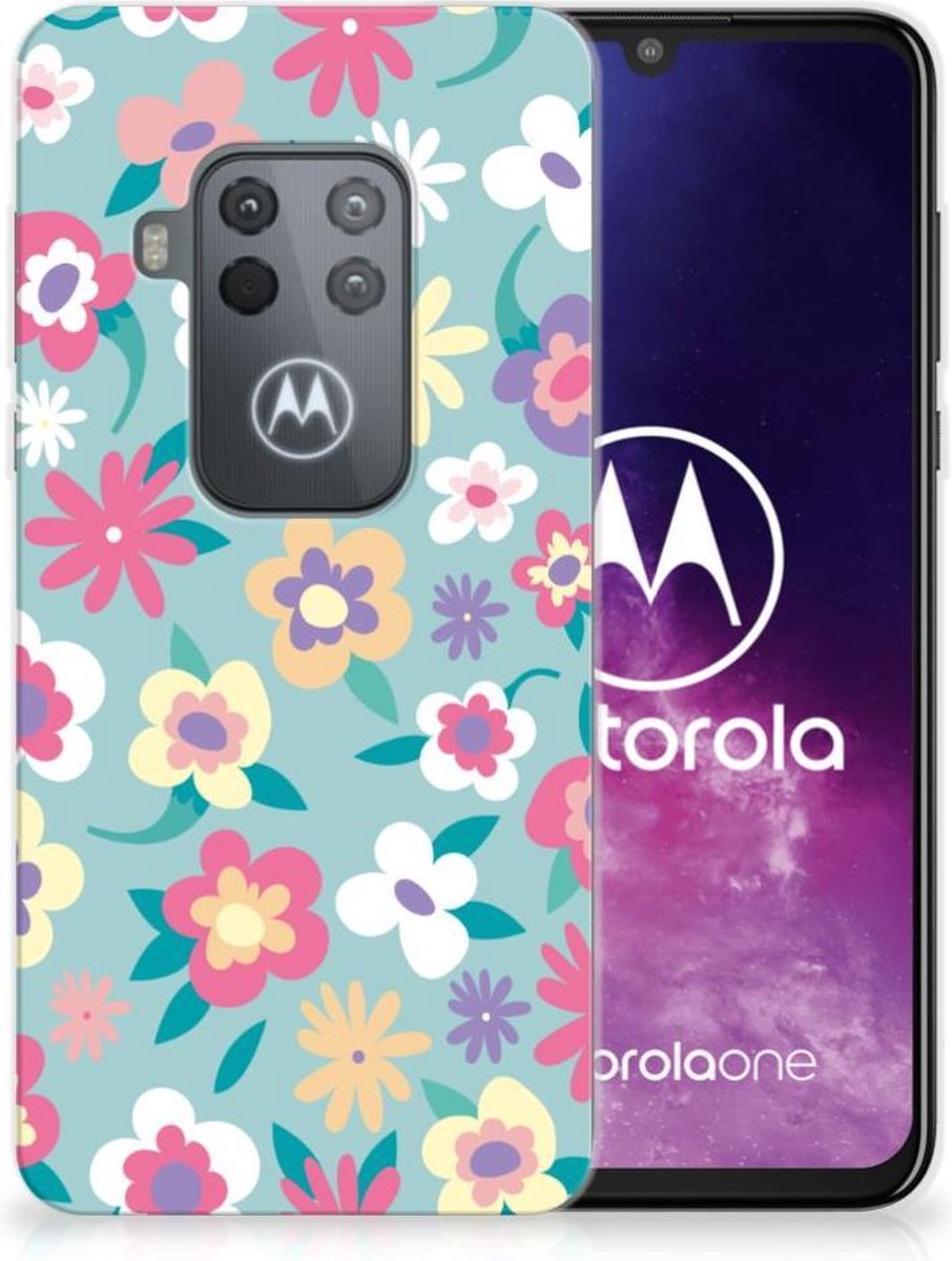 Back Cover voor Motorola One Zoom TPU Case Flower Power