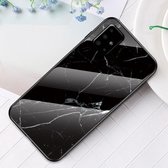 Marble Glass Back Cover - Geschikt voor Samsung Galaxy A51 Hoesje - Zwart