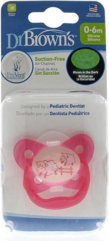 Dr. Brown’s PreVent Glow in the Dark Orthodontic Silicone Soother 6-18m