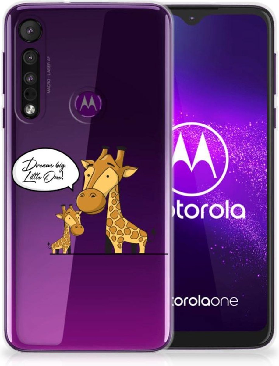 Motorola One Macro Telefoonhoesje met Naam Giraffe