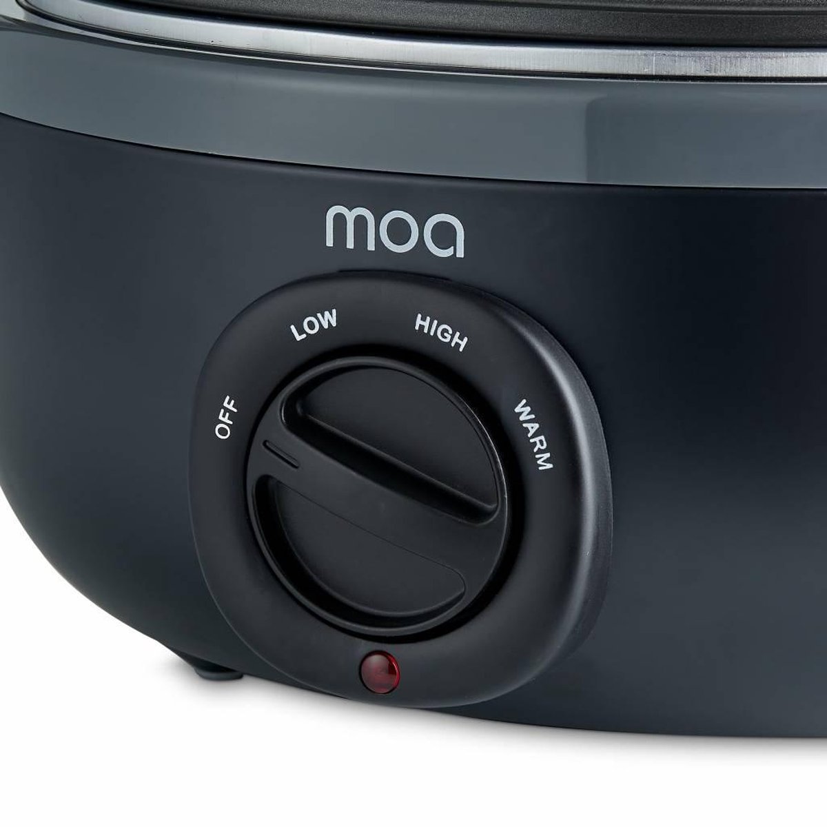 Afbeelding 2 van MOA Slowcooker 6,5L - Ø 31cm - Aluminium Binnenpan - Doorzichtige Deksel - 3 Warmtestanden - Vaatwasserbestendig - BPA-Vrij - Zwart