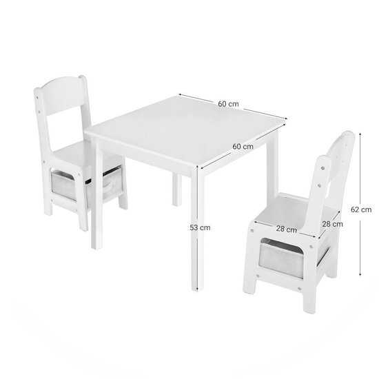 Decopatent® Kindertafel met stoeltjes van hout - 1 tafel en 2 stoelen voor  kinderen -... | bol.com