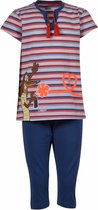 Woody pyjama meisjes/dames - rood-blauw gestreept - hond - 201-1-BSK-S/914 - maat 140