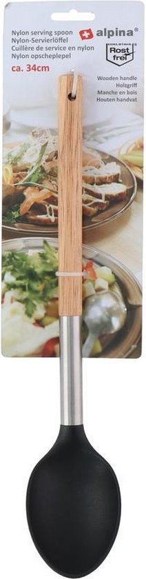 HAKACC 4 stuks zwarte siliconen lepel, opscheplepel en kooklepel voor koken, bakken en roeren