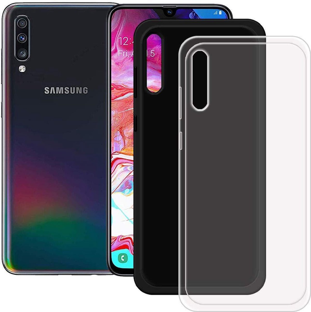 2x Pack Siliconen Geschikt Voor: Samsung Galaxy A70 - Hoesje