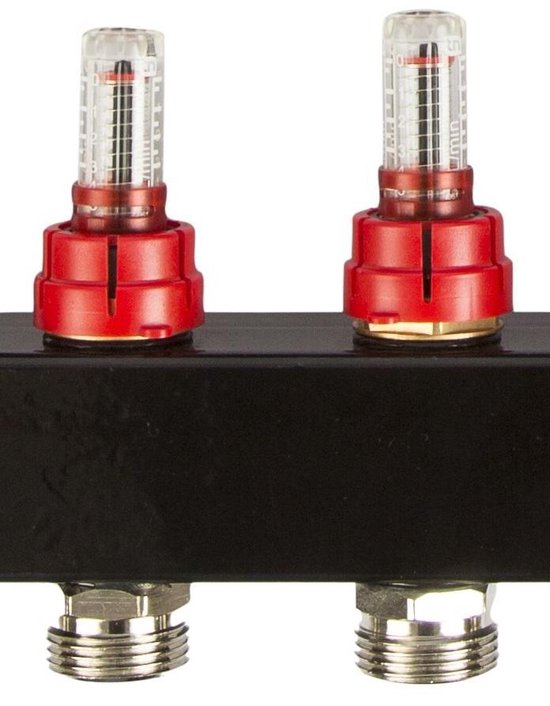VTE In-Line vloerverwarming verdeler 10 groepen met flowmeters