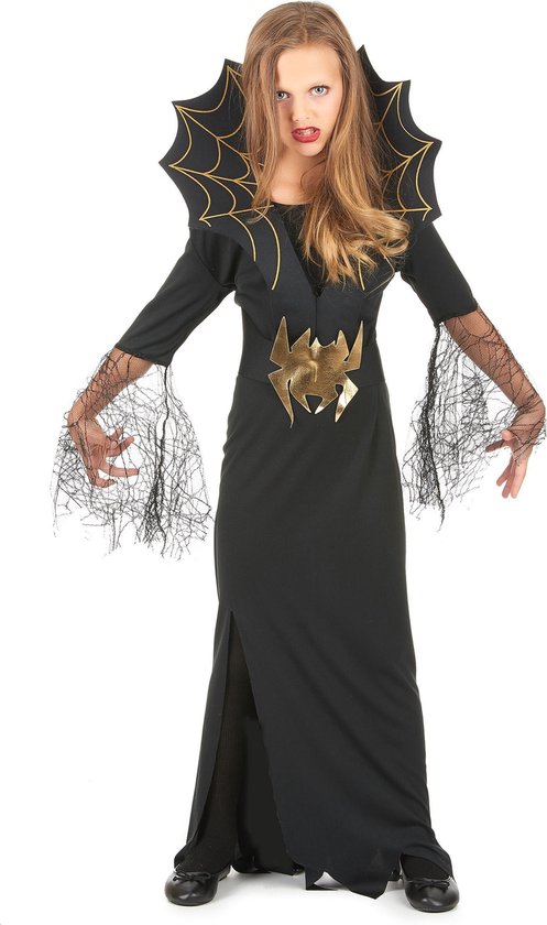 Costume de sorcière d'Halloween avec des araignées pour fille - Déguisement  - 134-146 | bol