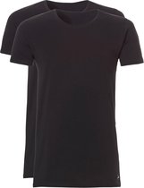 Ten Cate Basic T-shirt Zwart Ronde Hals Slim Fit 2-Pack - S