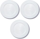 3x Ronde witte kaarsenplateaus/kaarsenborden met structuur 33 cm - onderbord / kaarsenbord / onderzet bord voor kaarsen