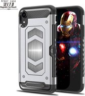 iPhone XR Luxe Armor Case met Pashouder - Zilver - van Bixb