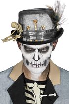 Hoge hoed met skelet en botjes zwart