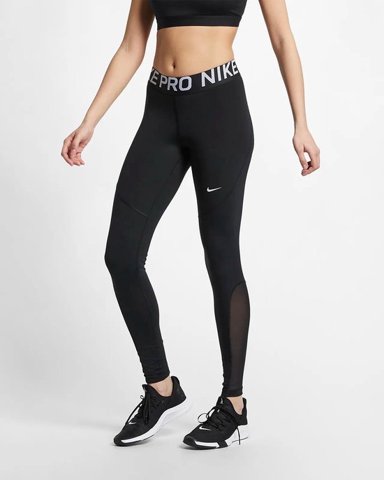 Nike W Np Tght Mini Swoosh Sportlegging Dames - Black/Black/(White)