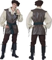 Funny Fashion - Middeleeuwen & Renaissance Kostuum - Middeleeuwse Boer Kostuum Man - Bruin - Maat 56-58 - Carnavalskleding - Verkleedkleding