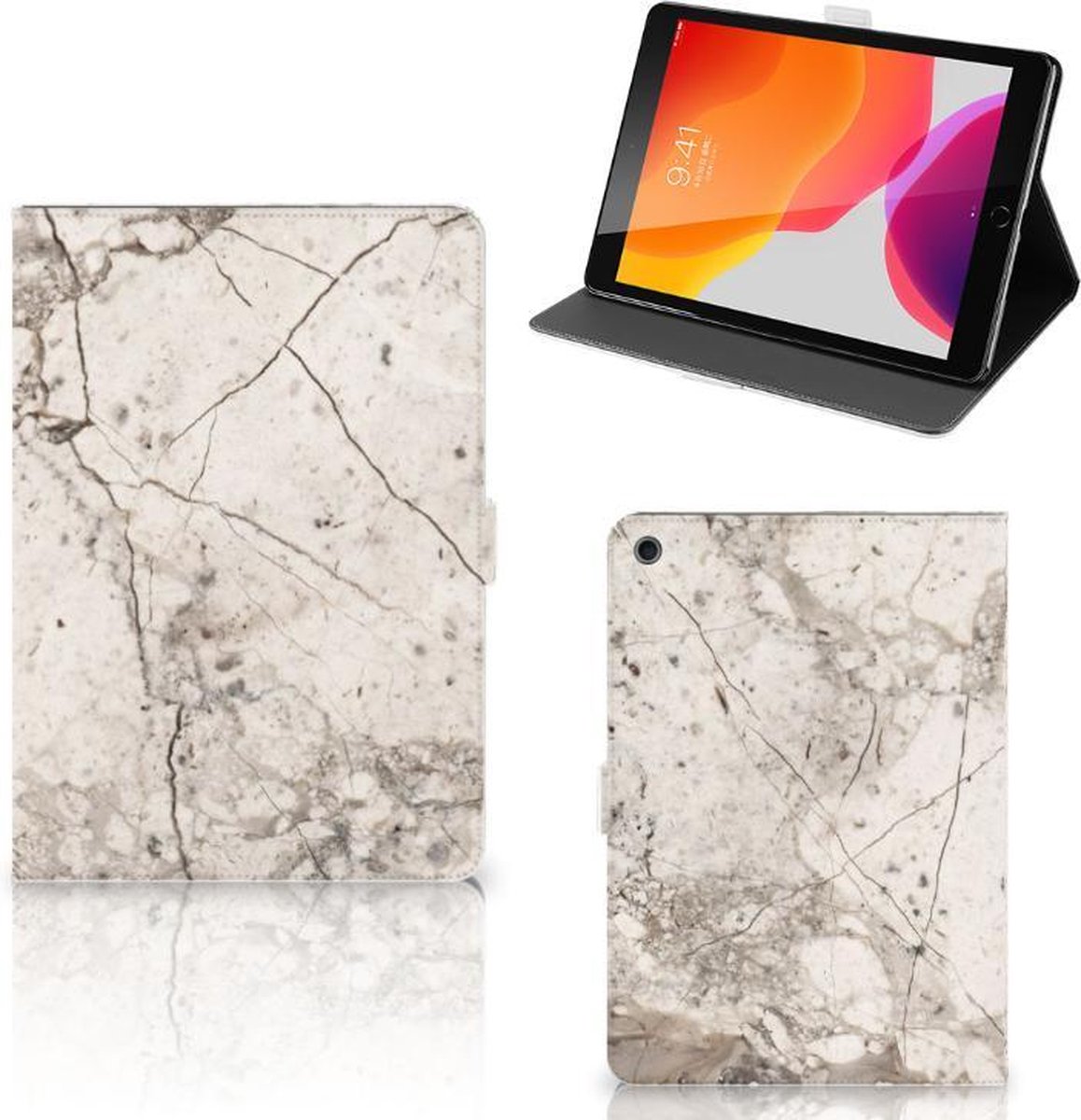 iPad 10.2 2019 | iPad 10.2 2020 | 10.2 2021 Leuk Tablet hoesje Marmer Beige