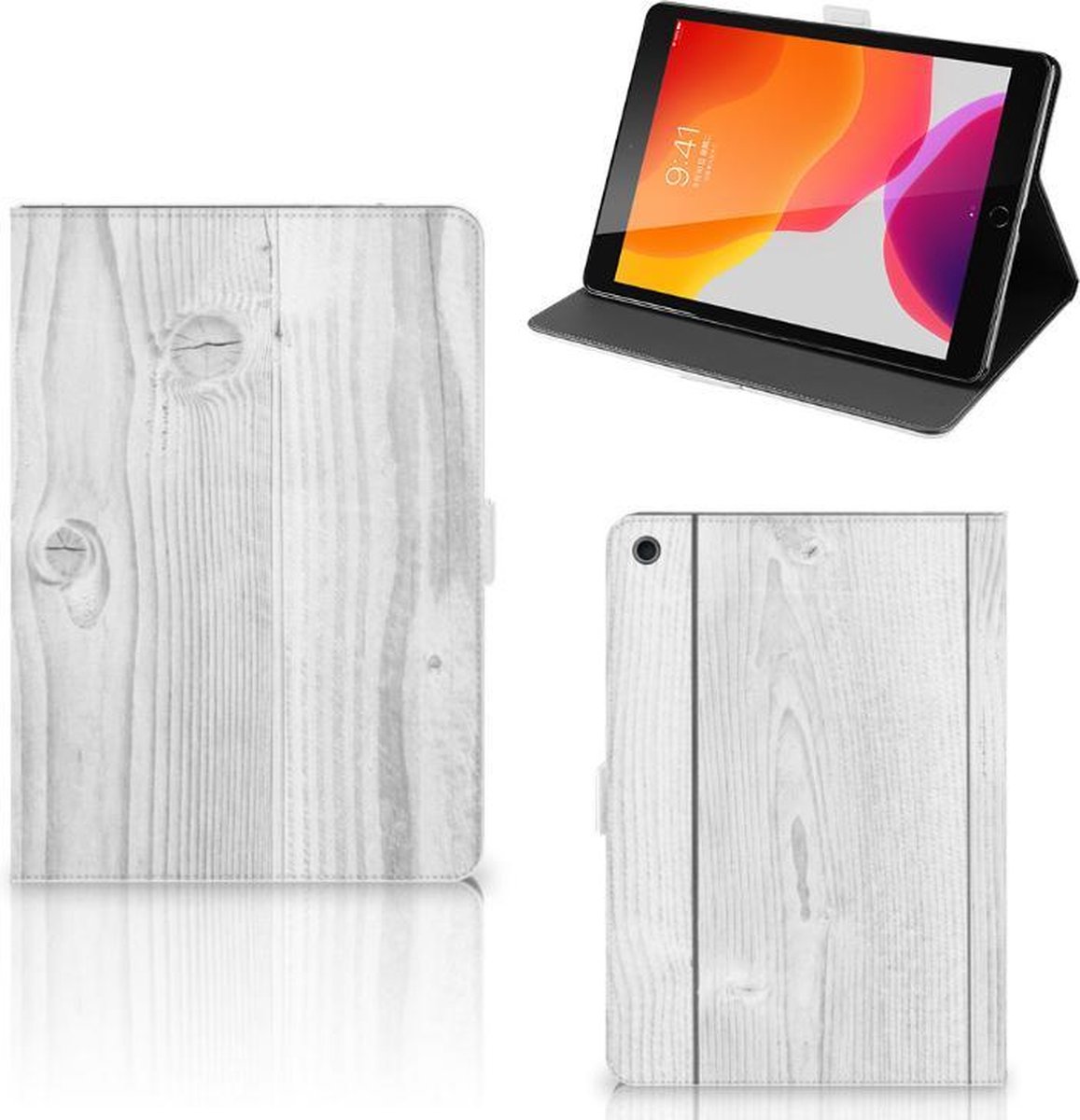 iPad 10.2 2019 | iPad 10.2 2020 | 10.2 2021 Tablet Book Cover White Wood