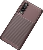 Huawei P30 Hoesje - Mobigear - Racing Serie - TPU Backcover - Bruin - Hoesje Geschikt Voor Huawei P30