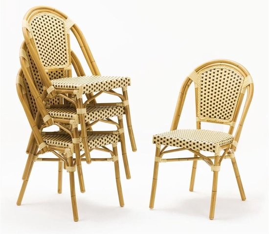 Stapelbare kunststof rotan stoelen | Bruin creme | 4 stuks | bol.com