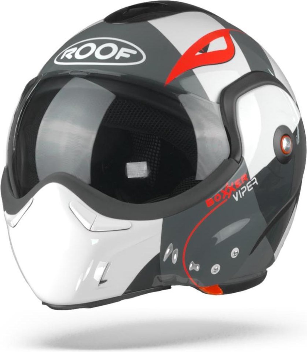 Casque modulable ROOF BoXXer Viper Blanc Noir Rouge - Casque de moto -  Taille XXL | bol