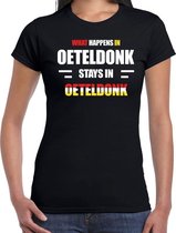 Oeteldonk Carnaval verkleed outfit / t-shirt zwart voor dames - s-Hertogenbosch - Limburg Carnaval verkleed outfit / kostuum - What happens in Oeteldonk stays in Oeteldonk XS
