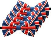 5x Engeland verkleed vlinderstrikjes 12 cm voor dames/heren - United Kingdom/Groot-Britannie thema verkleedaccessoires/feestartikelen - Vlinderstrikken/vlinderdassen met elastieken sluiting