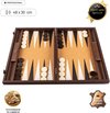 Afbeelding van het spelletje Lederen Backgammon Ostrich Tote - 48x30 cm - in Bruin leder met Ivoor  Top Kwaliteit