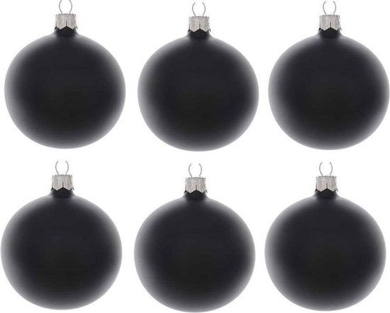 6x Zwarte glazen kerstballen 6 cm - Mat/matte - Kerstboomversiering zwart |  bol.com