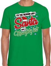 Fout Kerst shirt / t-shirt - Why santa has a naughty list - groen voor heren - kerstkleding / kerst outfit L (52)