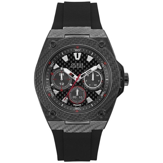 Guess Legacy W1048G2 Horloge - Siliconen - Zwart - Ø 45 mm