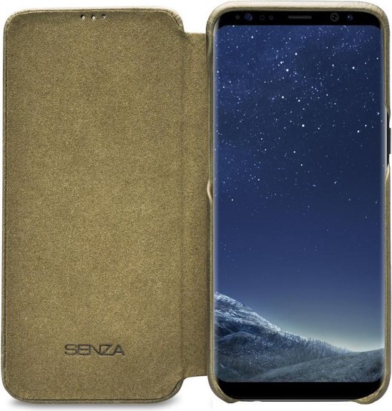 Beukende aansporing Pigment Senza Desire Skinny Leren Bookcase Hoesje - Geschikt voor Samsung Galaxy S8  - Burned Olive | bol.com