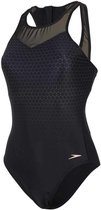 Speedo - Hexagonal Mesh Panel Swimsuit Zwart - Goud