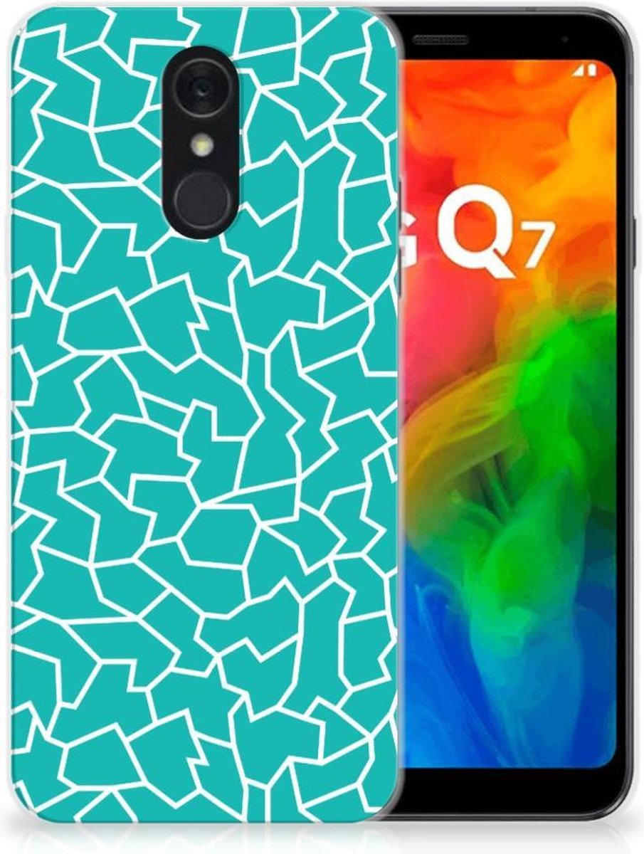 LG Q7 Hoesje maken Cracks Blue