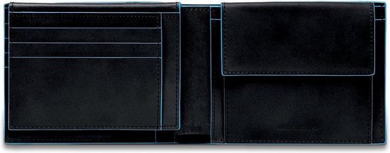 Portefeuille Piquadro Blue Square pour homme avec rabat avec poche pour carte d'identité / pièce de monnaie Noir