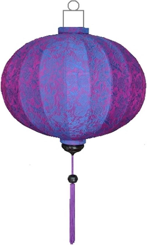 Paarse zijden Chinese lampion lamp rond - G-PA-62-S
