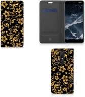 Nokia 5.1 (2018) Smart Cover Gouden Bloemen