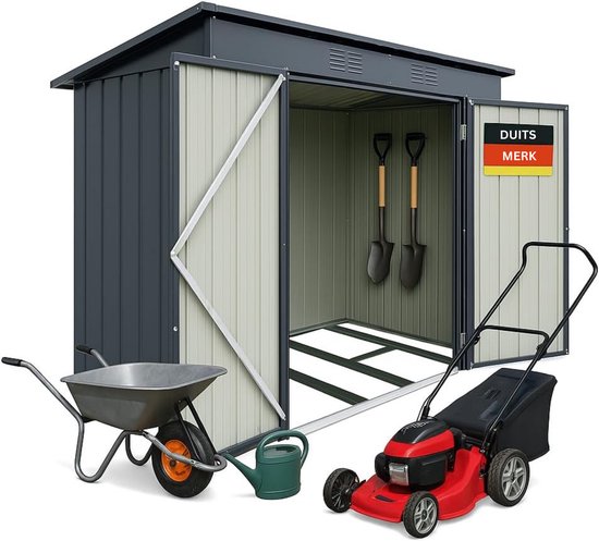 Abri de jardin Albatros Profi L - métal galvanisé anthracite (RAL 7016) | 202x118x173cm, 4,1m³ | incl. crochets de verrouillage et d'outils | abri de jardin, abri à outils résistant aux intempéries