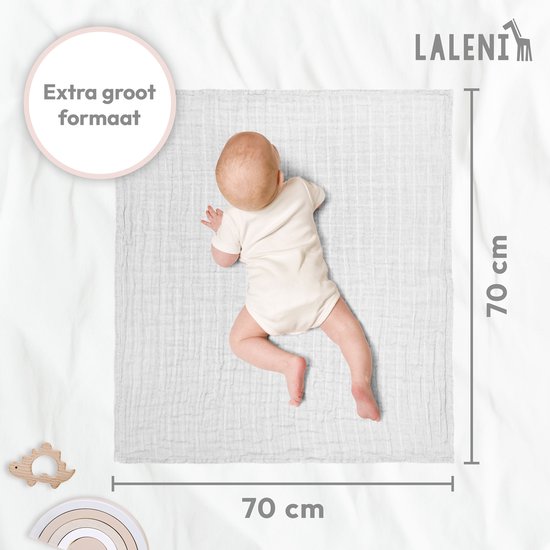Laleni - Set van 10 Hydrofiele Doeken - Baby - 100% Katoen - 70x70 cm - Wit - Set van 30 van Merkloos — afbeelding 4