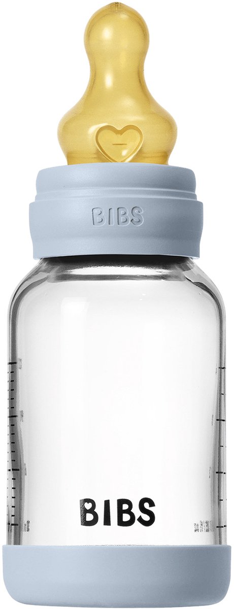 BIBS Fles - Slow Flow - 120 ml - Glas/Latex - Baby Blue van Merkloos — afbeelding 2