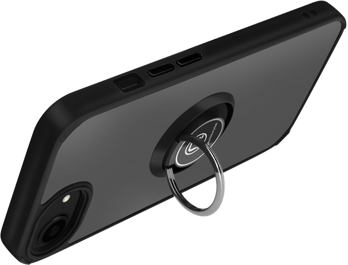 Avizar Hoesje Geschikt voor Apple iPhone 16e Bague Magnétique, Zwart