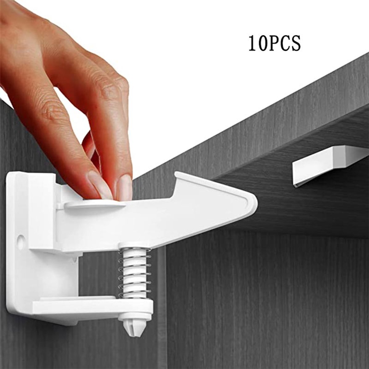 Image of 10 stuks Babyveiligheidssloten - Onzichtbare Kast- en Ladesloten - Kindveilig, Eenvoudige Installatie Zonder Boren, Wit - Beschermende Veiligheidsaccessoires voor Baby- en Kindveilig Thuis