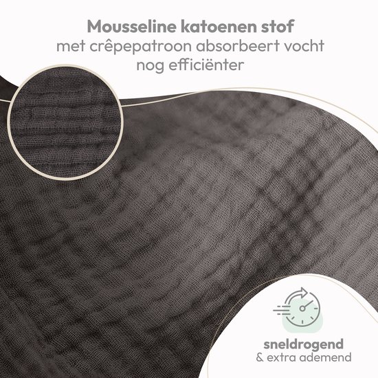 Laleni Hydrofiele Doeken - 100% Katoen - Mousseline - 70x70cm - Antraciet - Set van 20 van Laleni — afbeelding 2