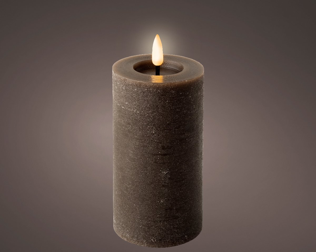 Lumineo LED wax stompkaars met vlameffect bruin - ø7x15,4 cm