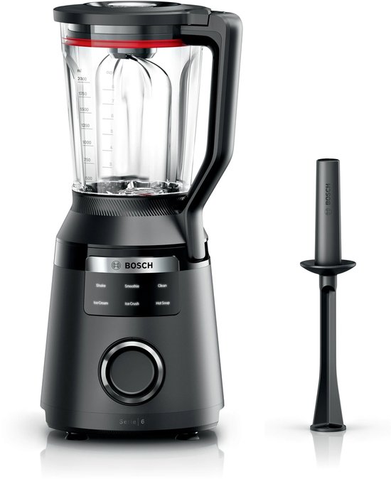Bosch MMB6652B VitaPower Serie 6 - Blender - Zwart- 1800W - 2 liter beker - 6 automatische programma’s - soep