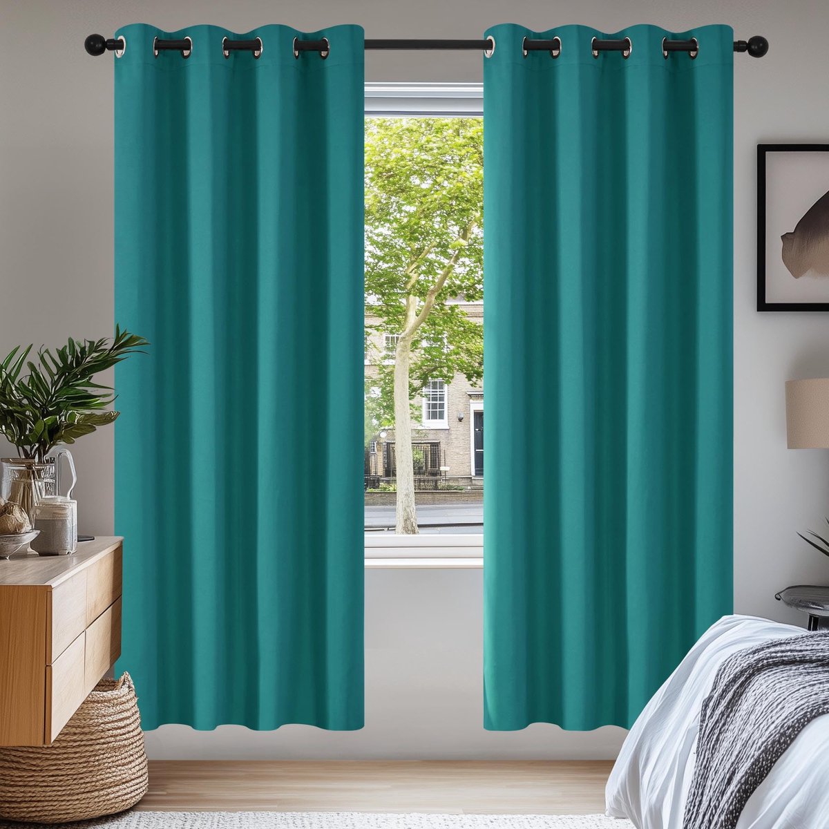 Unyqoos Verduisteringsgordijnen met Innovatief Ophangsysteem en Isolerende Eigenschappen turquoise