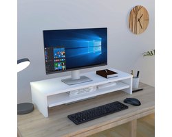 Ergonomische Monitorstandaard met Uitneembare Lade - FSC Gecertificeerd Hout - Verstelbare Hoogte voor Gezonde Werkplek