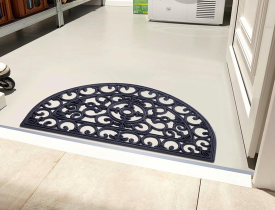 Relaxdays Deurmat rubber, 45 x 75 cm, voetmat golven, antislip