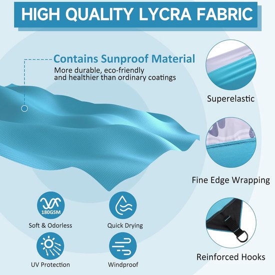 Zonnetent 2 m x 2,4 m, UPF50+ uv-bescherming, lycra strandtent voor 3 personen, parasol strand met zandzak en 2 steunstaven, voor picknick, vissen, zonwering van Merkloos — afbeelding 5