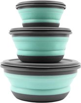 Allecto Plus - Opvouwbare silicone kommen set van 3 - Draagbare camping keukengerei voor kamperen en wandelen (groen)